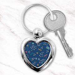 Trendy Memphis Style Seamless Pattern Colorful Geometric Seamless Pattern 80 S 90 S Styles Key Chain (heart)