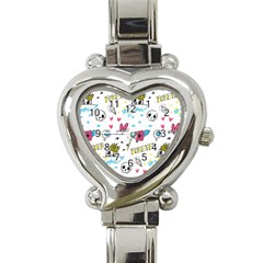 Emo Teens Doodle Seamless Heart Italian Charm Watch by Vaneshart