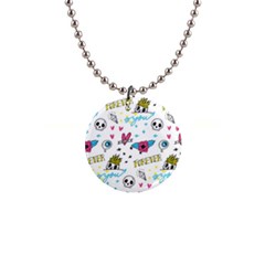 Emo Teens Doodle Seamless 1  Button Necklace by Vaneshart