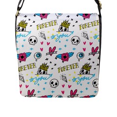 Emo Teens Doodle Seamless Flap Closure Messenger Bag (l) by Vaneshart