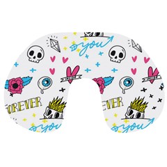 Emo Teens Doodle Seamless Travel Neck Pillow by Vaneshart