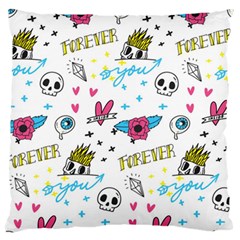 Emo Teens Doodle Seamless Large Flano Cushion Case (one Side) by Vaneshart