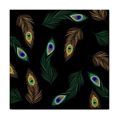 Seamless Pattern With Peacock Feather Tile Coaster by Vaneshart