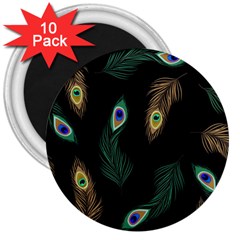 Seamless Pattern With Peacock Feather 3  Magnets (10 Pack)  by Vaneshart