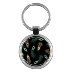 Seamless Pattern With Peacock Feather Key Chain (round) by Vaneshart