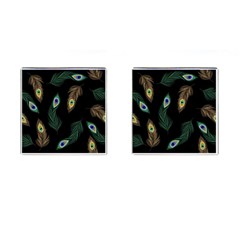 Seamless Pattern With Peacock Feather Cufflinks (square) by Vaneshart