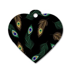 Seamless Pattern With Peacock Feather Dog Tag Heart (one Side) by Vaneshart