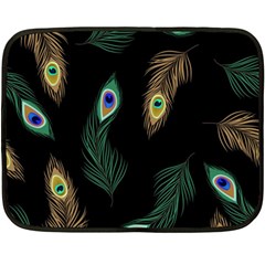 Seamless Pattern With Peacock Feather Fleece Blanket (mini) by Vaneshart