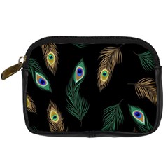 Seamless Pattern With Peacock Feather Digital Camera Leather Case by Vaneshart