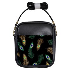 Seamless Pattern With Peacock Feather Girls Sling Bag by Vaneshart