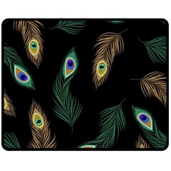 Seamless Pattern With Peacock Feather Fleece Blanket (medium)  by Vaneshart