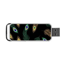 Seamless Pattern With Peacock Feather Portable Usb Flash (one Side) by Vaneshart