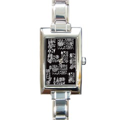 Vector Pattern Design With Tribal Elements Rectangle Italian Charm Watch by Vaneshart