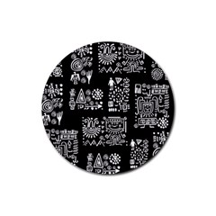 Vector Pattern Design With Tribal Elements Rubber Coaster (round)  by Vaneshart