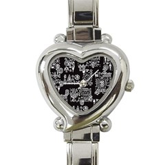 Vector Pattern Design With Tribal Elements Heart Italian Charm Watch by Vaneshart