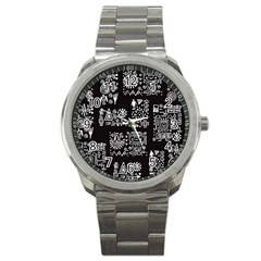 Vector Pattern Design With Tribal Elements Sport Metal Watch by Vaneshart