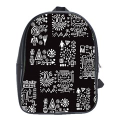 Vector Pattern Design With Tribal Elements School Bag (large) by Vaneshart