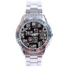 Vector Pattern Design With Tribal Elements Stainless Steel Analogue Watch by Vaneshart