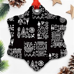 Vector Pattern Design With Tribal Elements Snowflake Ornament (two Sides) by Vaneshart