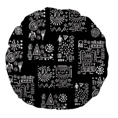 Vector Pattern Design With Tribal Elements Large 18  Premium Flano Round Cushions by Vaneshart