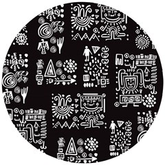 Vector Pattern Design With Tribal Elements Wooden Puzzle Round