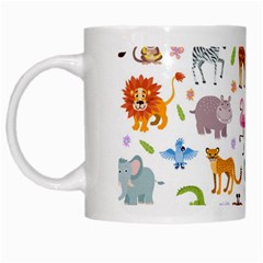 Children Seamless Wallpaper With Cute Funny Baby Savanna Animals White Mugs by Vaneshart