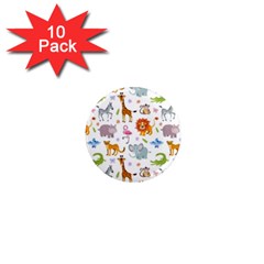 Children Seamless Wallpaper With Cute Funny Baby Savanna Animals 1  Mini Magnet (10 Pack) 