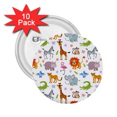 Children Seamless Wallpaper With Cute Funny Baby Savanna Animals 2 25  Buttons (10 Pack)  by Vaneshart