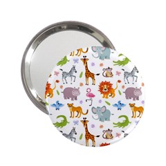 Children Seamless Wallpaper With Cute Funny Baby Savanna Animals 2 25  Handbag Mirrors by Vaneshart