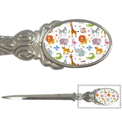 Children Seamless Wallpaper With Cute Funny Baby Savanna Animals Letter Opener by Vaneshart