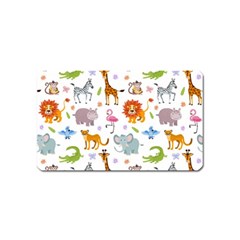 Children Seamless Wallpaper With Cute Funny Baby Savanna Animals Magnet (name Card) by Vaneshart