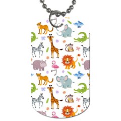 Children Seamless Wallpaper With Cute Funny Baby Savanna Animals Dog Tag (one Side) by Vaneshart