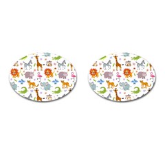 Children Seamless Wallpaper With Cute Funny Baby Savanna Animals Cufflinks (oval) by Vaneshart