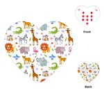 Children Seamless Wallpaper With Cute Funny Baby Savanna Animals Playing Cards Single Design (Heart) Front