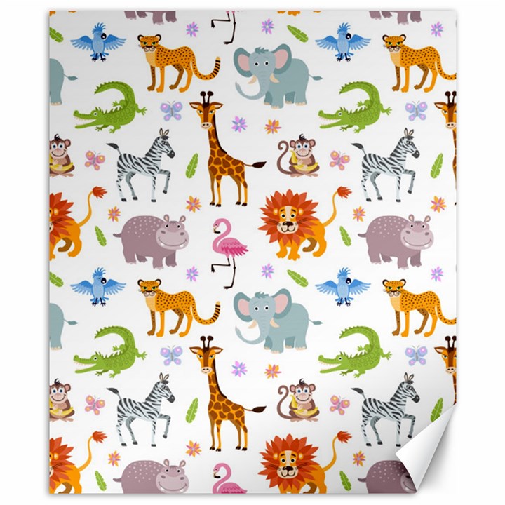 Children Seamless Wallpaper With Cute Funny Baby Savanna Animals Canvas 8  x 10 