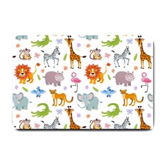 Children Seamless Wallpaper With Cute Funny Baby Savanna Animals Small Doormat  by Vaneshart