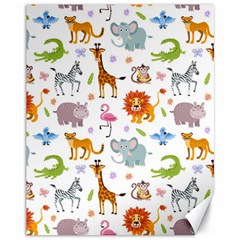 Children Seamless Wallpaper With Cute Funny Baby Savanna Animals Canvas 11  X 14  by Vaneshart