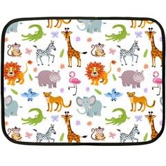 Children Seamless Wallpaper With Cute Funny Baby Savanna Animals Double Sided Fleece Blanket (mini) 