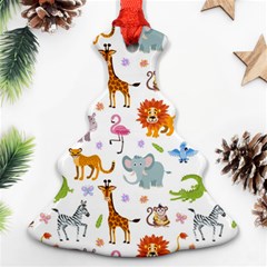 Children Seamless Wallpaper With Cute Funny Baby Savanna Animals Christmas Tree Ornament (two Sides)