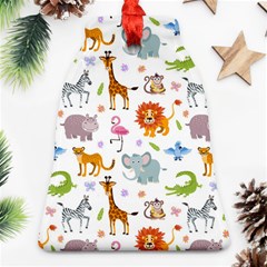 Children Seamless Wallpaper With Cute Funny Baby Savanna Animals Bell Ornament (two Sides) by Vaneshart