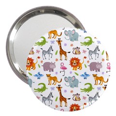 Children Seamless Wallpaper With Cute Funny Baby Savanna Animals 3  Handbag Mirrors