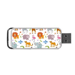 Children Seamless Wallpaper With Cute Funny Baby Savanna Animals Portable Usb Flash (one Side)