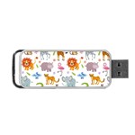 Children Seamless Wallpaper With Cute Funny Baby Savanna Animals Portable USB Flash (One Side) Front