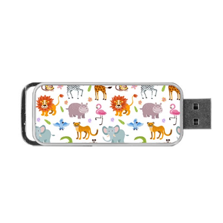 Children Seamless Wallpaper With Cute Funny Baby Savanna Animals Portable USB Flash (One Side)