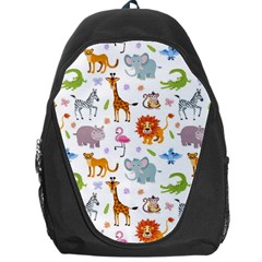 Children Seamless Wallpaper With Cute Funny Baby Savanna Animals Backpack Bag