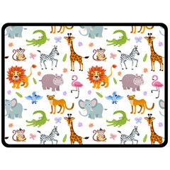 Children Seamless Wallpaper With Cute Funny Baby Savanna Animals Double Sided Fleece Blanket (large)  by Vaneshart