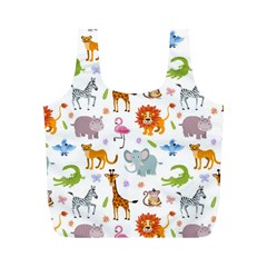 Children Seamless Wallpaper With Cute Funny Baby Savanna Animals Full Print Recycle Bag (m)