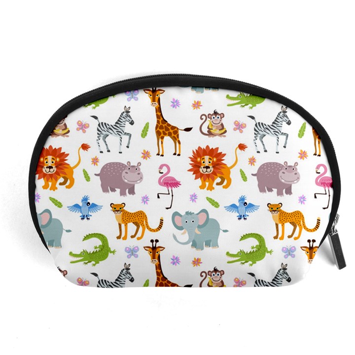 Children Seamless Wallpaper With Cute Funny Baby Savanna Animals Accessory Pouch (Large)