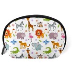 Children Seamless Wallpaper With Cute Funny Baby Savanna Animals Accessory Pouch (Large) Back