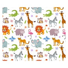 Children Seamless Wallpaper With Cute Funny Baby Savanna Animals Double Sided Flano Blanket (small) 